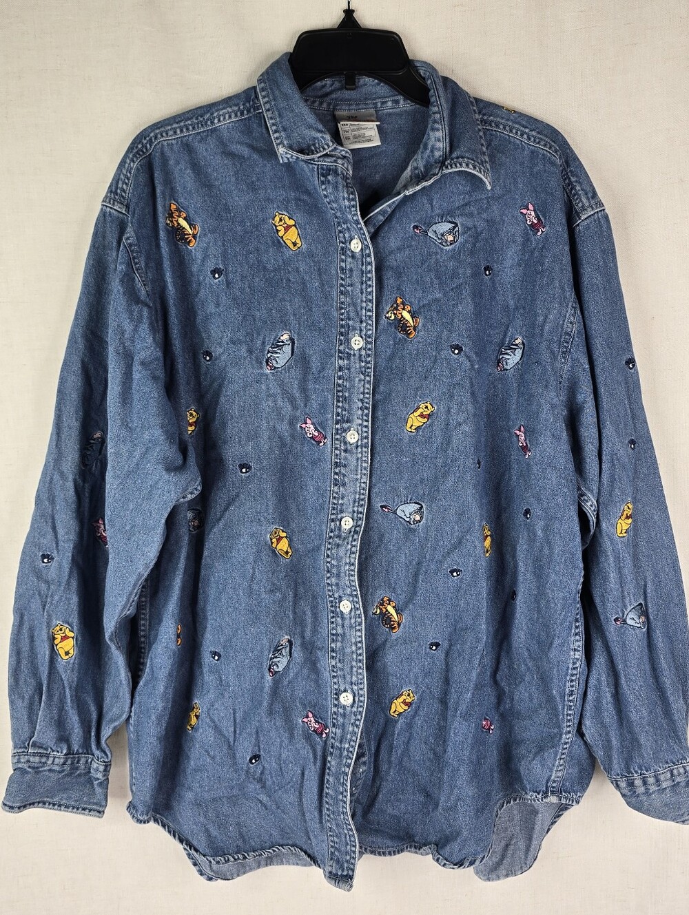 Disney Catalog Y2k Womens XXL Vintage Winnie The pooh Denim Embroidered Top